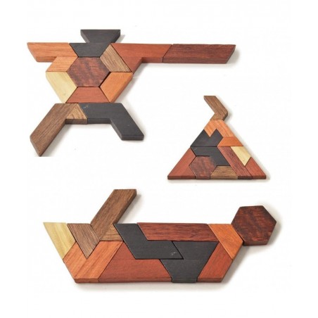 Hexagon Tangram Puzzle Wooden Puzzle for Children and Adults Challenging Puzzles Wooden Brain Teasers Puzzle for Adults Puzzl...