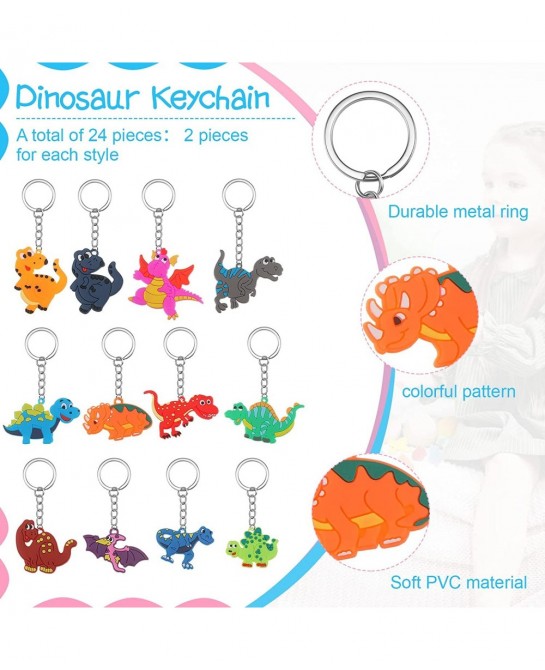 100 Pcs Dino Party Favors Set Dinosaur Mochi Slap Bracelet Keychain Stamp for Christmas Gift Birthday Supplies Classroom Priz...