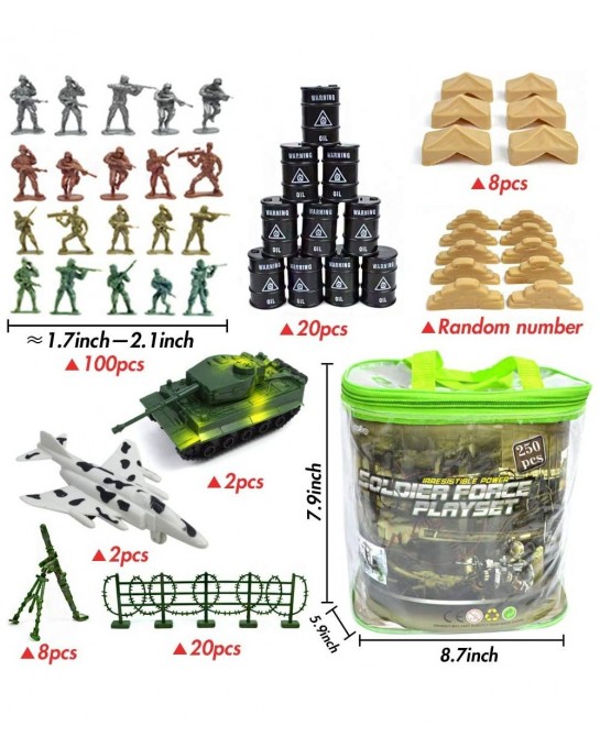 250PCS Army Men Military Set Military Figures and Accessories with Hand Bag World War II Army Men Toys for Boys $42.75 Play F...