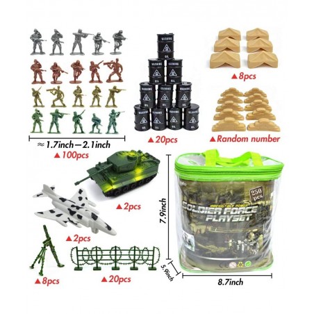 250PCS Army Men Military Set Military Figures and Accessories with Hand Bag World War II Army Men Toys for Boys $42.75 Play F...