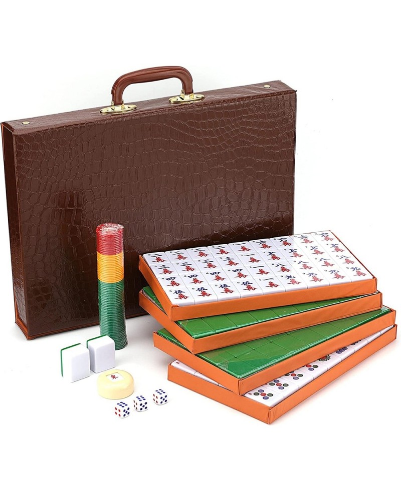 Chinese Mahjong Set X-Large 144 Numbered Melamine 1.5" Large Size Tile with Carrying Travel Case English Manual Pro Complete ...