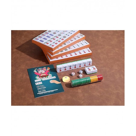 Chinese Mahjong Set X-Large 144 Numbered Melamine 1.5" Large Size Tile with Carrying Travel Case English Manual Pro Complete ...