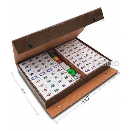 Chinese Mahjong Set X-Large 144 Numbered Melamine 1.5" Large Size Tile with Carrying Travel Case English Manual Pro Complete ...