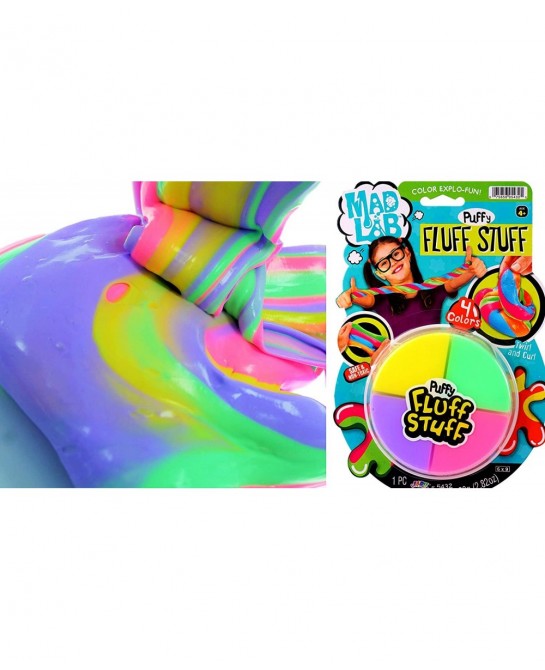 Fluffy Slime Mad Lab Puffy Fluff Stuff Dough (1 Pack) 4 Colors Super Soft Cloud Slime and Non-Sticky Fidget for Kids & Adult ...