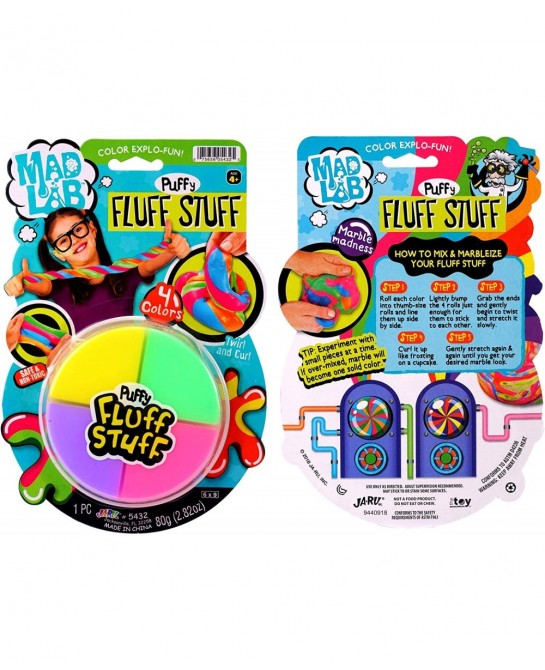 Fluffy Slime Mad Lab Puffy Fluff Stuff Dough (1 Pack) 4 Colors Super Soft Cloud Slime and Non-Sticky Fidget for Kids & Adult ...