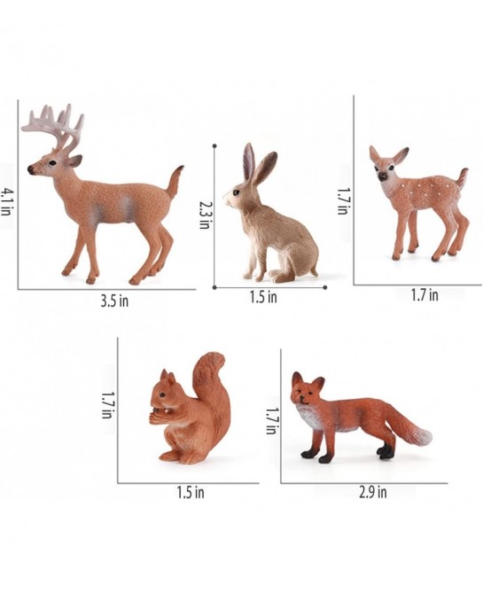 Wild Life Animal Model Sets 5 PCS White-Tailed Deer Squirrels Red Fox Bunny Figures Toys for Kids Boys Girls Christmas Birthd...