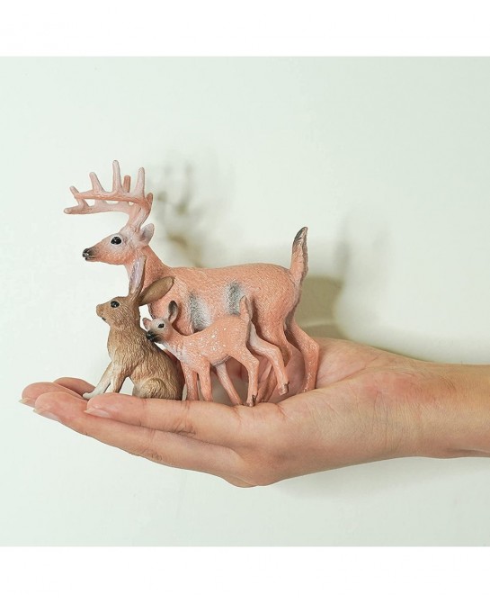 Wild Life Animal Model Sets 5 PCS White-Tailed Deer Squirrels Red Fox Bunny Figures Toys for Kids Boys Girls Christmas Birthd...