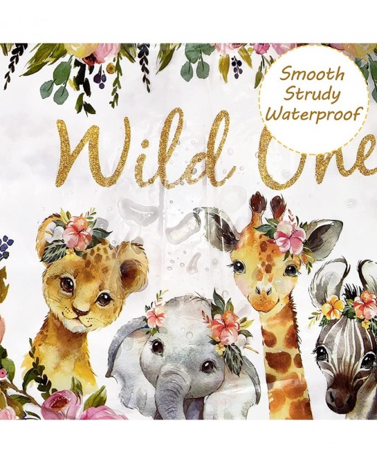 4Pcs Wild One Table Covers Party Supplies Kids First Birthday Disposable Plastic Tablecloth Rose Gold Wild Animal Jungle Them...
