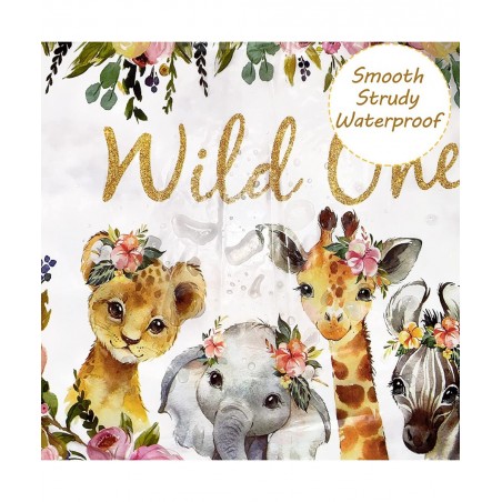 4Pcs Wild One Table Covers Party Supplies Kids First Birthday Disposable Plastic Tablecloth Rose Gold Wild Animal Jungle Them...