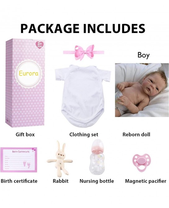 Reborn Baby Dolls Boys 18 Inch Reborn Baby Dolls Boy Vinyl Silicone Body Boy Reborn Baby Dolls with Clothes and Bottles Boy f...