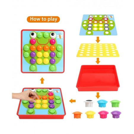 Button Art Toys Crafts for Toddler Activities Game Peg Board Preschool Toys Mosaic Pegboard for Kids Age 2 3 4 5 6 Girls Boys...