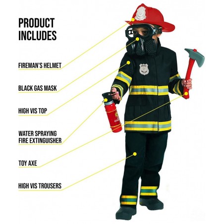 Firefighter Costume for Kids Black Fireman Halloween Costumes for Kids $62.07 Kids' Costumes