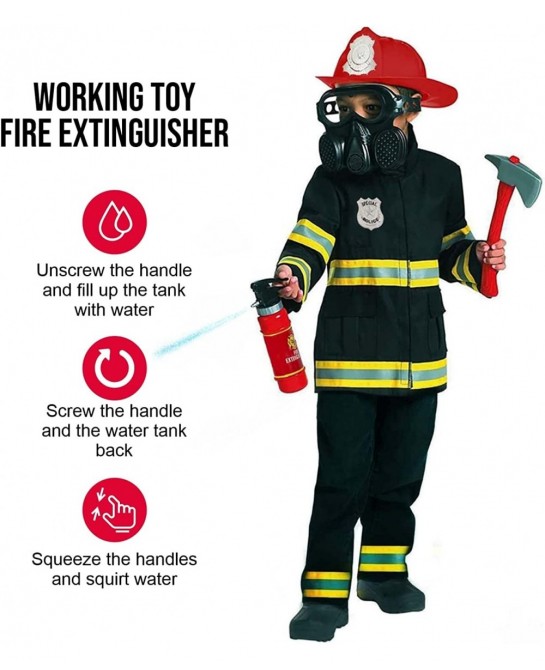 Firefighter Costume for Kids Black Fireman Halloween Costumes for Kids $62.07 Kids' Costumes