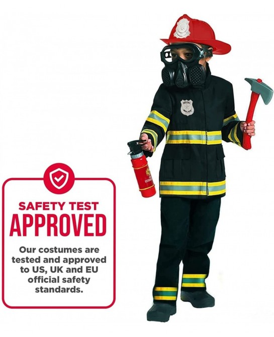 Firefighter Costume for Kids Black Fireman Halloween Costumes for Kids $62.07 Kids' Costumes