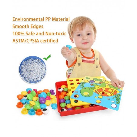 Button Art Toys Crafts for Toddler Activities Game Peg Board Preschool Toys Mosaic Pegboard for Kids Age 2 3 4 5 6 Girls Boys...