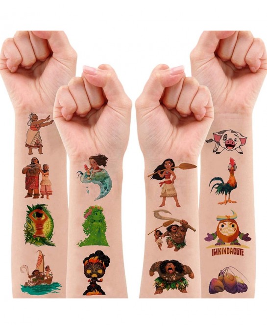 Hawaii Temporary Tattoos Birthday Party Supplies Decorations 96PCS Movie Tattoos Stickers Cute Party Favors Kids Boys Girls G...