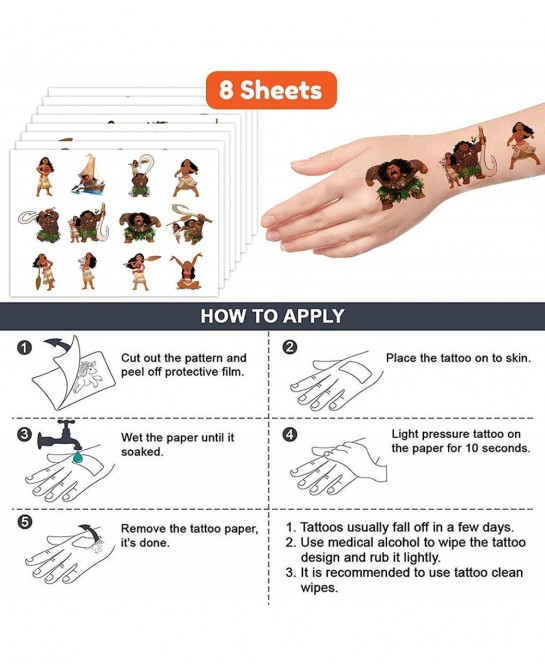 Hawaii Temporary Tattoos Birthday Party Supplies Decorations 96PCS Movie Tattoos Stickers Cute Party Favors Kids Boys Girls G...