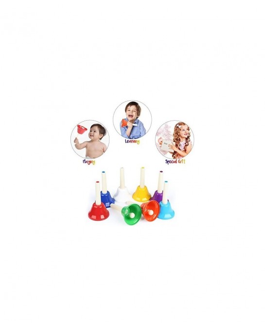 Handbells 8 Note Hand Bells Set with Songbook Early Learning Toys for Toddlers Percussion Instrument for Birthday Classroom P...