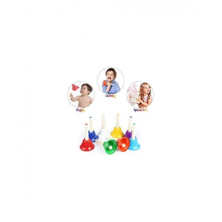 Handbells 8 Note Hand Bells Set with Songbook Early Learning Toys for Toddlers Percussion Instrument for Birthday Classroom P...