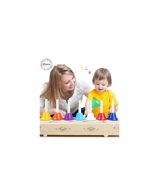 Handbells 8 Note Hand Bells Set with Songbook Early Learning Toys for Toddlers Percussion Instrument for Birthday Classroom P...