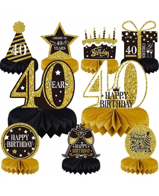 9 Pieces 40th Birthday Decoration 40 Years Birthday Centerpieces for Tables Decorations Cheers to 40th Honeycomb Table Topper...