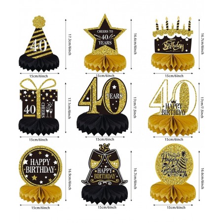 9 Pieces 40th Birthday Decoration 40 Years Birthday Centerpieces for Tables Decorations Cheers to 40th Honeycomb Table Topper...
