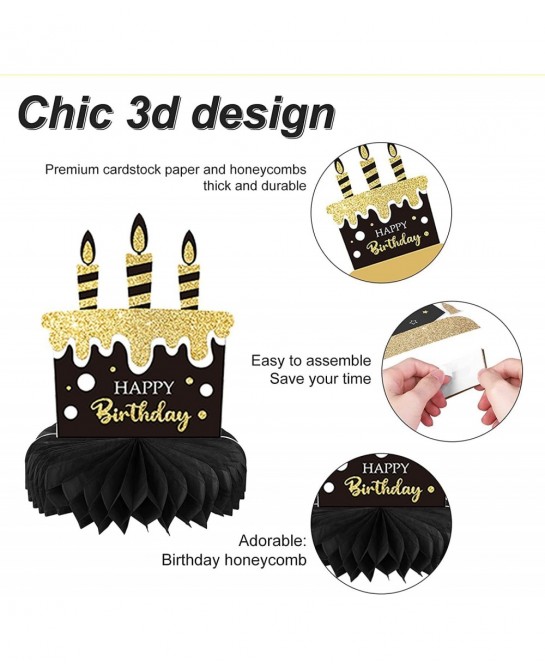 9 Pieces 40th Birthday Decoration 40 Years Birthday Centerpieces for Tables Decorations Cheers to 40th Honeycomb Table Topper...