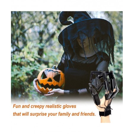 1 Pair Halloween Articulated Finger Extensions 3D Printed Flexible Finger Extensions Fits All Finger Sizes Scary Cosplay Fing...