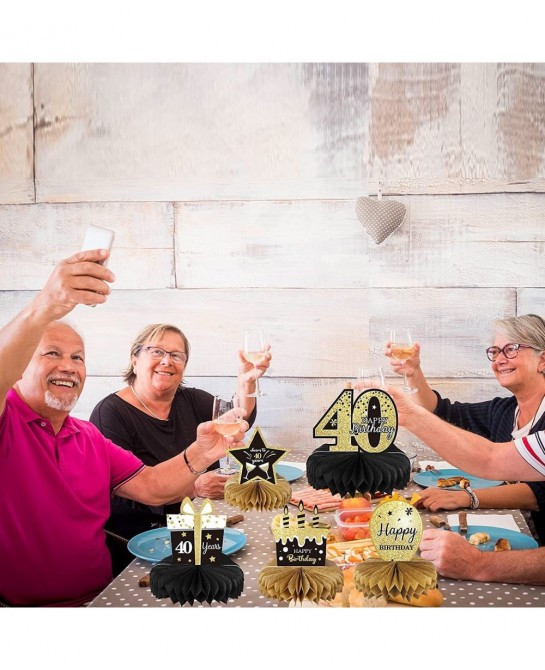 9 Pieces 40th Birthday Decoration 40 Years Birthday Centerpieces for Tables Decorations Cheers to 40th Honeycomb Table Topper...