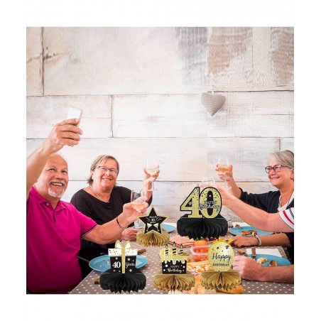 9 Pieces 40th Birthday Decoration 40 Years Birthday Centerpieces for Tables Decorations Cheers to 40th Honeycomb Table Topper...