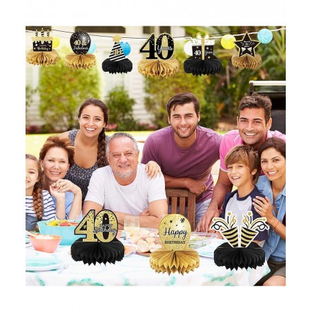 9 Pieces 40th Birthday Decoration 40 Years Birthday Centerpieces for Tables Decorations Cheers to 40th Honeycomb Table Topper...