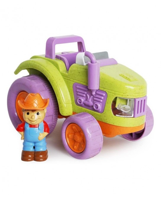 RooCrew Farm Tractor and Farmer - Educational Lights and Sound Eco-Wood Toy Vehicle Playset for Boys and Girls – for Ages 2 a...