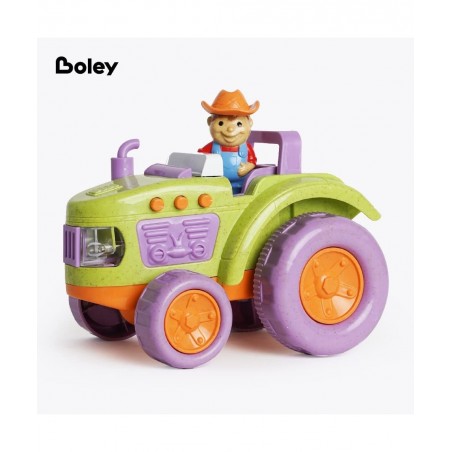 RooCrew Farm Tractor and Farmer - Educational Lights and Sound Eco-Wood Toy Vehicle Playset for Boys and Girls – for Ages 2 a...