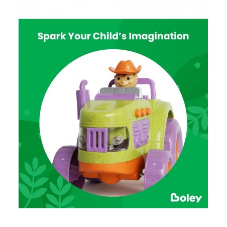RooCrew Farm Tractor and Farmer - Educational Lights and Sound Eco-Wood Toy Vehicle Playset for Boys and Girls – for Ages 2 a...