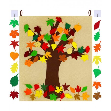 Fall Tree of Thanks Craft Kit Felt Fall Tree Board with 52 pcs Detachable Autumn Leaf Ornaments Autumn Bulletin Board for Kid...