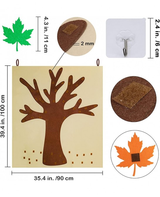 Fall Tree of Thanks Craft Kit Felt Fall Tree Board with 52 pcs Detachable Autumn Leaf Ornaments Autumn Bulletin Board for Kid...