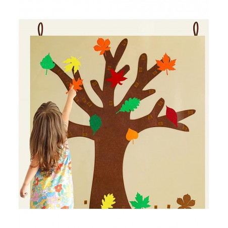 Fall Tree of Thanks Craft Kit Felt Fall Tree Board with 52 pcs Detachable Autumn Leaf Ornaments Autumn Bulletin Board for Kid...