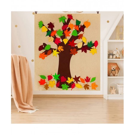 Fall Tree of Thanks Craft Kit Felt Fall Tree Board with 52 pcs Detachable Autumn Leaf Ornaments Autumn Bulletin Board for Kid...