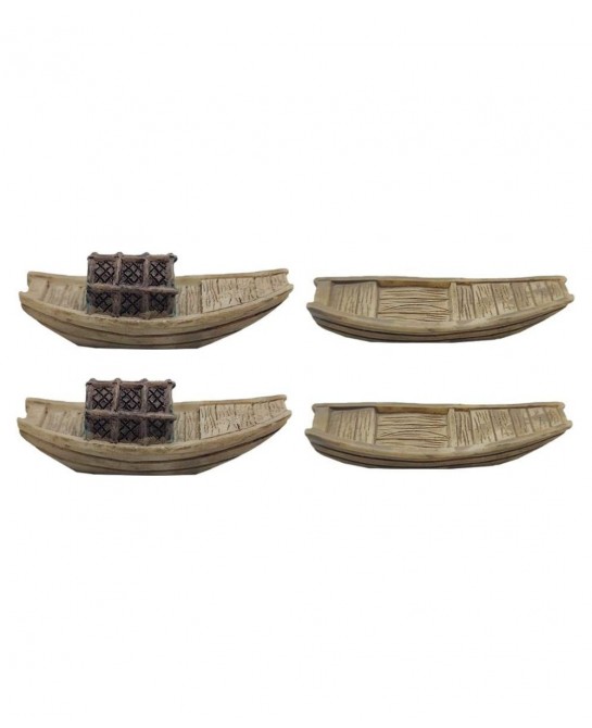 4Pcs Miniature Boat Figure Plastic Fishing Boat Figurine Chinese Style Boat Model Statue for DIY Fairy Garden Bonsai Dollhous...