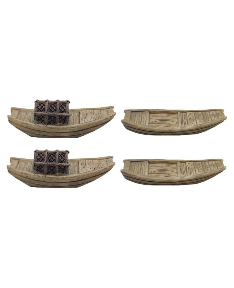 4Pcs Miniature Boat Figure Plastic Fishing Boat Figurine Chinese Style Boat Model Statue for DIY Fairy Garden Bonsai Dollhous...