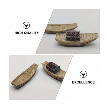 4Pcs Miniature Boat Figure Plastic Fishing Boat Figurine Chinese Style Boat Model Statue for DIY Fairy Garden Bonsai Dollhous...