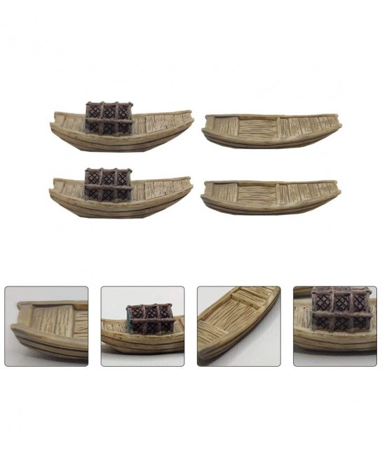 4Pcs Miniature Boat Figure Plastic Fishing Boat Figurine Chinese Style Boat Model Statue for DIY Fairy Garden Bonsai Dollhous...
