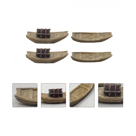 4Pcs Miniature Boat Figure Plastic Fishing Boat Figurine Chinese Style Boat Model Statue for DIY Fairy Garden Bonsai Dollhous...