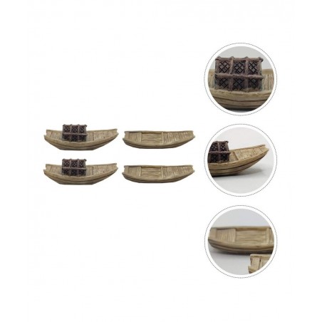 4Pcs Miniature Boat Figure Plastic Fishing Boat Figurine Chinese Style Boat Model Statue for DIY Fairy Garden Bonsai Dollhous...