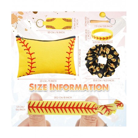 52 Pcs Softball Party Favors Gift Set Includes 4 Softball Makeup Bags 8 Hair Scrunchies 8 Keychains 8 Lipstick Holder 12 Hair...