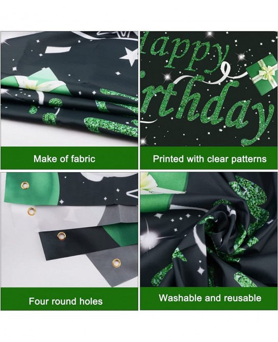 Green Black Birthday Party Decorations Birthday Decorations for Men Women Glittery Happy Birthday Backdrop Banner Balloon Gar...
