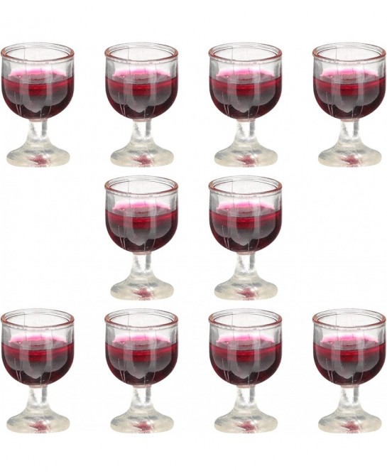 10Pcs Dollhouse Wine Glasses 1:12 Miniature Red Wine Goblet Cups Model for Dollhouse Ornament Mini Kitchen Decor Accessories ...