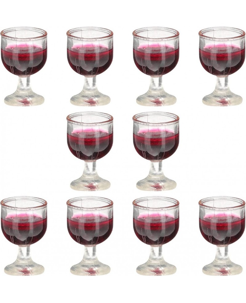 10Pcs Dollhouse Wine Glasses 1:12 Miniature Red Wine Goblet Cups Model for Dollhouse Ornament Mini Kitchen Decor Accessories ...