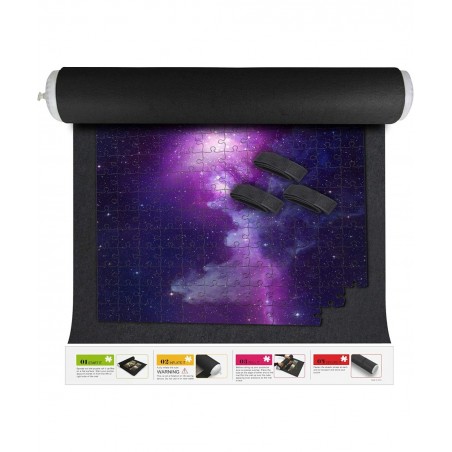 X Large Puzzle Roll Up Mat + Bonus Straps - Store and Transport Jigsaw Puzzles Up to 1500 Pieces - 46" x 26" Felt Mat Inflata...