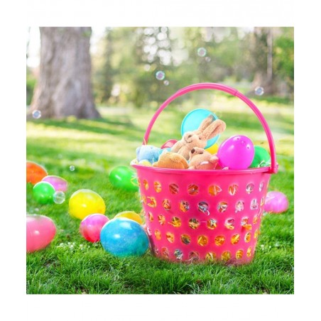 12 Pack Easter Baskets for Kids 8.6" Plastic Easter Bags with Handles Easter Bucket Bags Filled with Grass Perfect Theme Part...